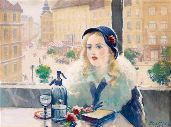 Girl With A Hat In A Cafe (in The City) - view 1