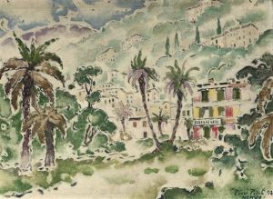 A View Of Nervi, Italy by Dezsoe Pecsi Pilch