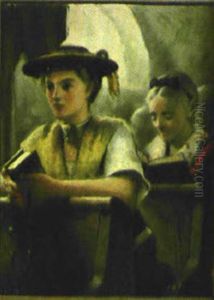 Zwei In Andacht Versunkene Frauen Beim Gottesdienst by Dezsoe Pecsi Pilch