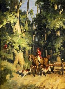 Hunting Scene by Dezsoe Pecsi Pilch