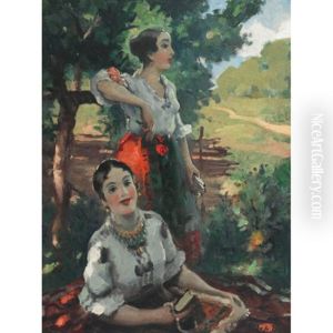 Country Girls In Their Sunday Best In The Dappled Shade thumbnail