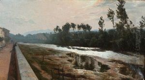 By The River Liri In Sora, Italy by Viggo Christian Frederick Pedersen