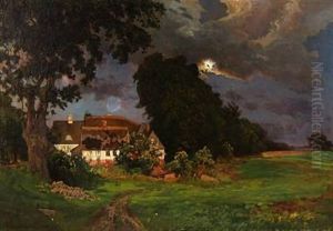 Skumringen Bag Gaarden by Viggo Christian Frederick Pedersen