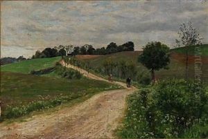 Road In A Hilly Landscape by Viggo Christian Frederick Pedersen