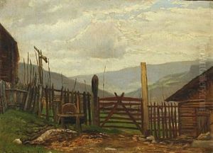Farm Exterior, Norway by Viggo Christian Frederick Pedersen