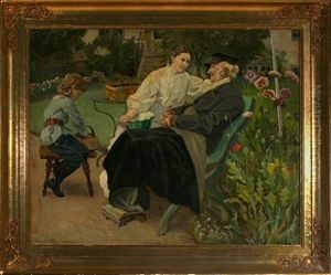 The Painter's Family In The Garden by Viggo Christian Frederick Pedersen
