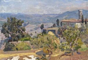 Udsigt Mod Volterra, I Baggrunden Bjerge by Viggo Christian Frederick Pedersen