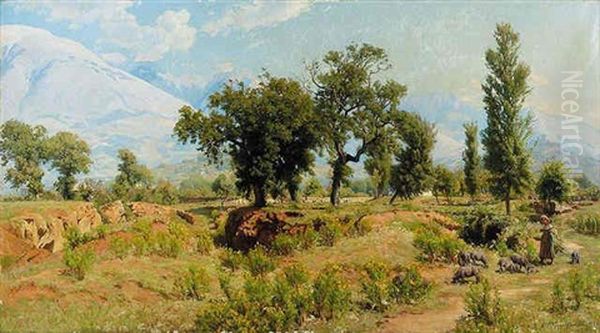 A Swine Herd In An Italian Landscape - view 1