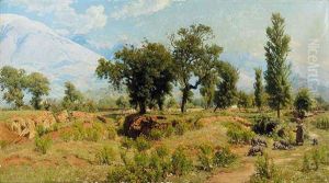 A Swine Herd In An Italian Landscape