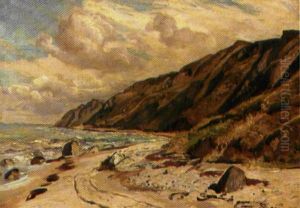 Stranden Under Klinterne Ost For Tisvilde. Bygevejr