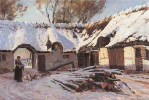 En Vinterdag Pa Gardspladsen by Viggo Christian Frederick Pedersen