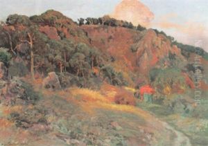 Prachtvoll Beleuchtete Abendlandschaft by Viggo Christian Frederick Pedersen