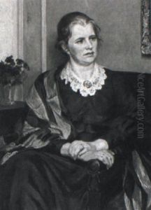 Interior Med Kvinde Siddende I Stol by Viggo Christian Frederick Pedersen