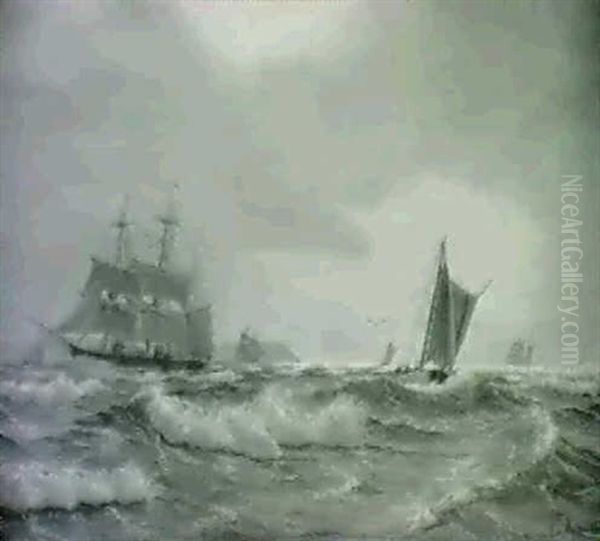 Marine Med Sejlskibe Ved Kullen - view 1