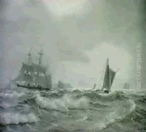 Marine Med Sejlskibe Ved Kullen by Viggo Christian Frederick Pedersen