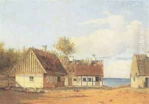 En Kystgaard Med Personer by Wilhelm Thomas Pedersen