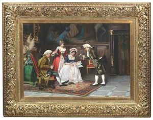 Im Prachtigen Salon Eines Palazzo Wird Ein Baby Von Den Umstehenden Mit Einer Kasperlpuppe Erfreut