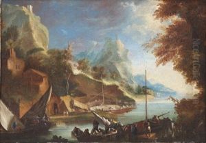 Paesaggio Con Barche E Personaggi by Bartolomeo Pedon