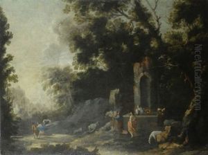 Paesaggio Con Alberi E Fontana Ca by Bartolomeo Pedon