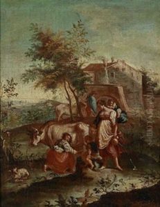 Landschaft Mit Hirtenstaffage (+ Another, Similar; Pair) Landschaft Mit Hirtenstaffage (+ Another, Similar; Pair)