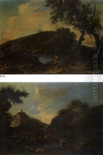 Paesaggio Con Pescatore (+ Paesaggio Con Lavandaie; 2 Works) - view 1
