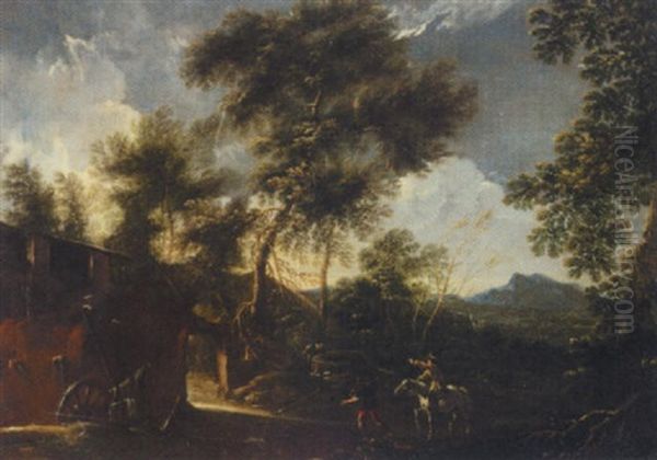 A Landscape With A Man On Horseback And Another Figure Before A House - view 1