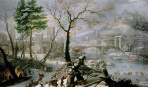 Vue Imaginaire De La Ville De Verone Enneigee by Bartolomeo Pedon