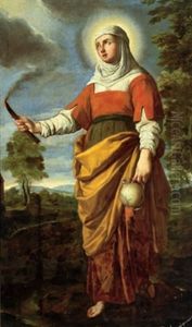 Ritratto Della Santa Margarita Di Antiochia Con Fiaccola