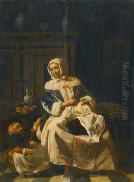A Mother And Child In An Interior - view 1