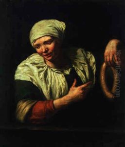 A Woman Pointing At A Sausage A Woman Pointing At A Sausage