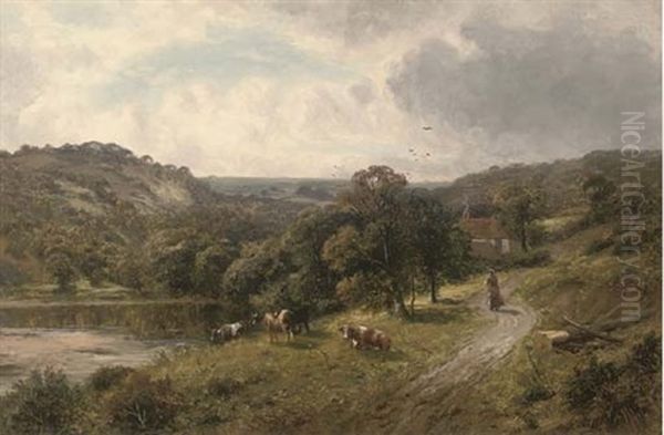 Milkmaid On A Riverside Path - view 1