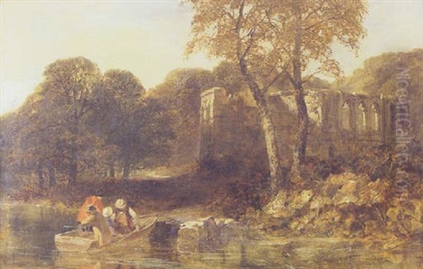 River Landscape With An Abbey Beyond (easby Abbey?) - view 1