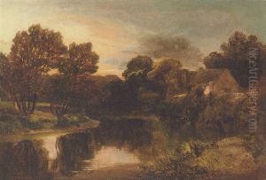 A Ruined Abbey On The Bank Of A Tranquil River