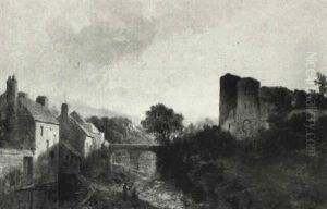 Anglers By A Village, A Ruined Castle Overlooking