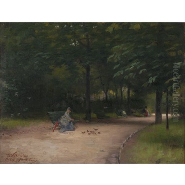 Feeding Birds In The Park (+ Untitled (unfinished Landscape), Verso) - view 1