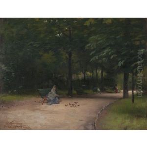 Feeding Birds In The Park (+ Untitled (unfinished Landscape), Verso) Feeding Birds In The Park (+ Untitled (unfinished Landscape), Verso)
