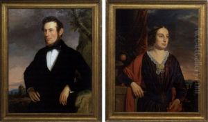 Portrait Of A Man In A Landscape (+ Portrait Of A Woman Beside A Stone Ledge; Pair) Portrait Of A Man In A Landscape (+ Portrait Of A Woman Beside A Stone Ledge; Pair)