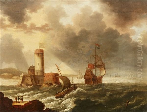 Coastal Landscape With A Castle And A Ship - view 1