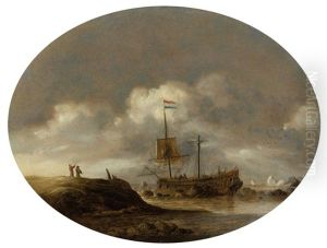 Damaged Boat In Front Of A Rocky Coast by Bonaventura Peeters the Elder