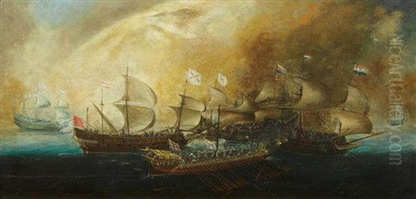 A Naval Battle by Bonaventura Peeters the Elder