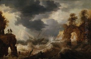 Shipwreck In Stormy Seas Of The Coast Of South America by Bonaventura Peeters the Elder