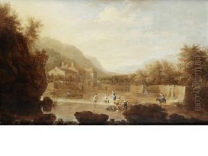 Figures Laundering Clothes In A Landscape