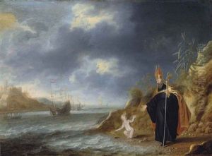 Saint Augustine's Vision Of The Christ Child, Dutch Men-o-war And Other Vessels In A Choppy Sea And A Fortress Beyond