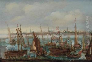 View Of The Port Of Antwerp During The Celebrations Of The Taking Of Breda by Bonaventura Peeters the Elder