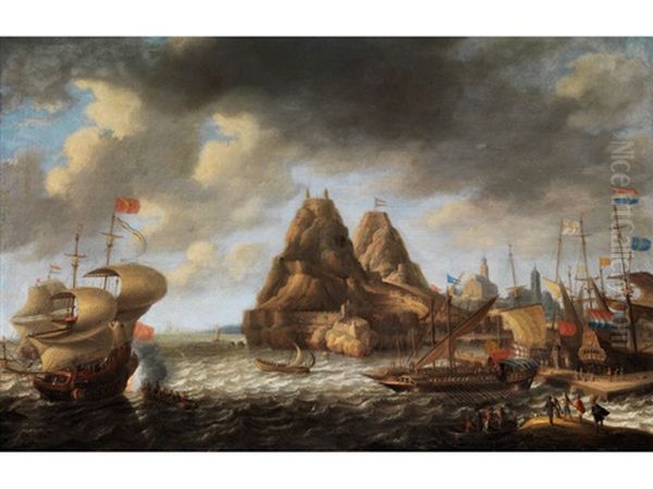 Segelschiffe Im Hafen Einer Sudlichen Kuste - view 1
