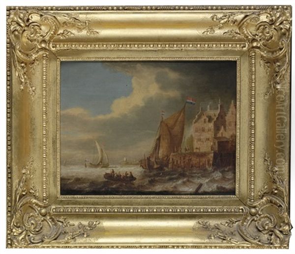 Dutch Shipping Off A Jetty - view 1