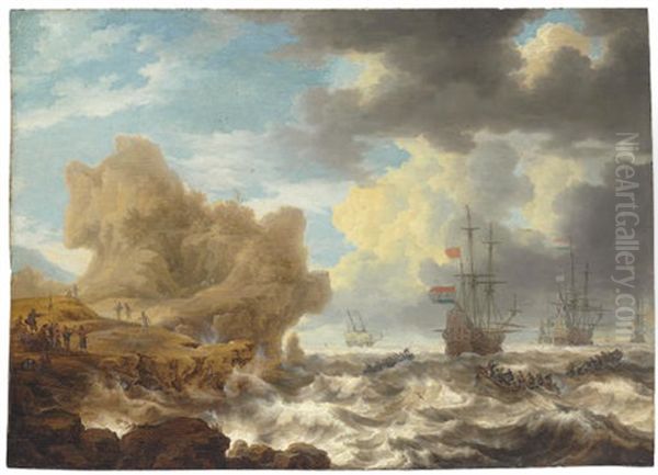 Ships By A Rocky Coast - view 1
