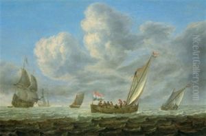 Zwei Dreimaster Und Fischerboote Auf Bewegter See by Bonaventura Peeters the Elder
