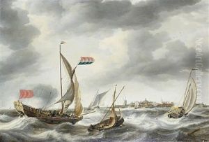 A Royal Barge Off The Coast Of Vlissingen