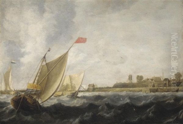 A River Scene With Dutch Smalschips - view 1